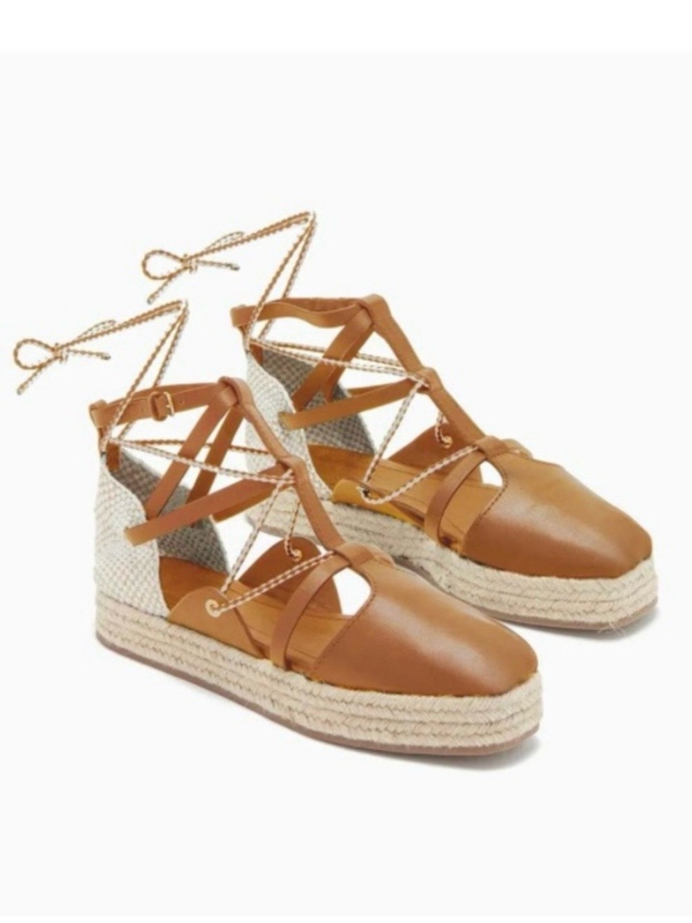 Ulla Johnson Tan Leather Espadrille Sandals